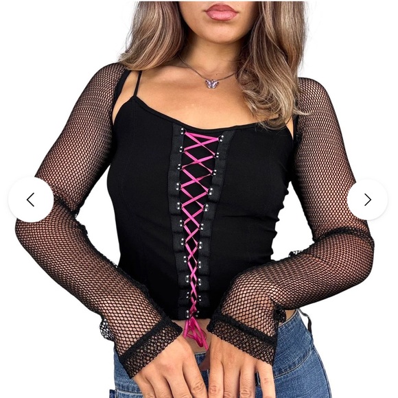 Tripp Vintage Fishnet Long Sleeve Shrug - Picture 4 of 5